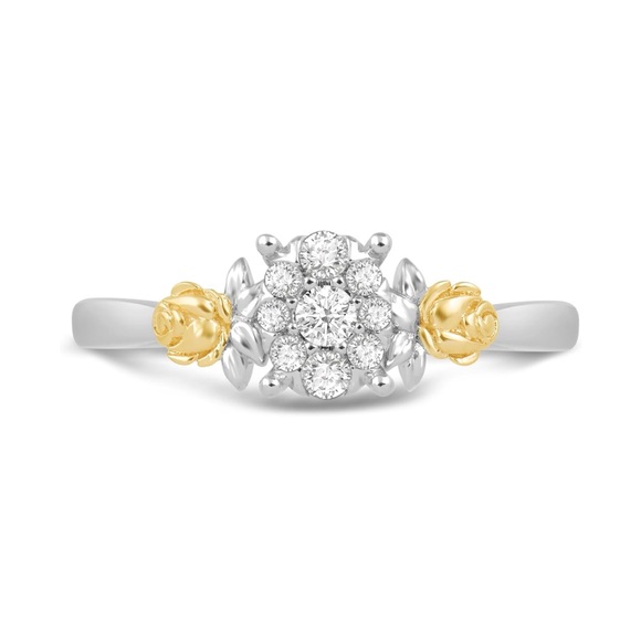 14k Diamond Beauty and the Beast Belle Rose Ring - Picture 2 of 6